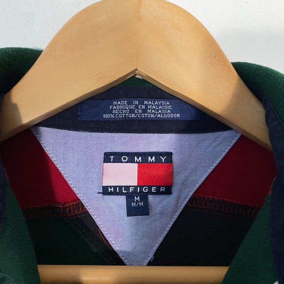 Vintage 90s Tommy Hilfiger Sailing Gear Paneled Pique Polo Shirt men's size M - Picture 6 of 8
